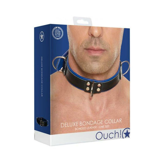 Ouch Deluxe Bondage Collar - One Size - Blue Default Title Shots America Toys - Fetish