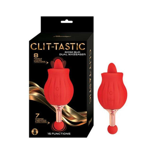 Clit-tastic Rose Bud Dual Massager Red Default Title Nasstoys Toys - Vibrators