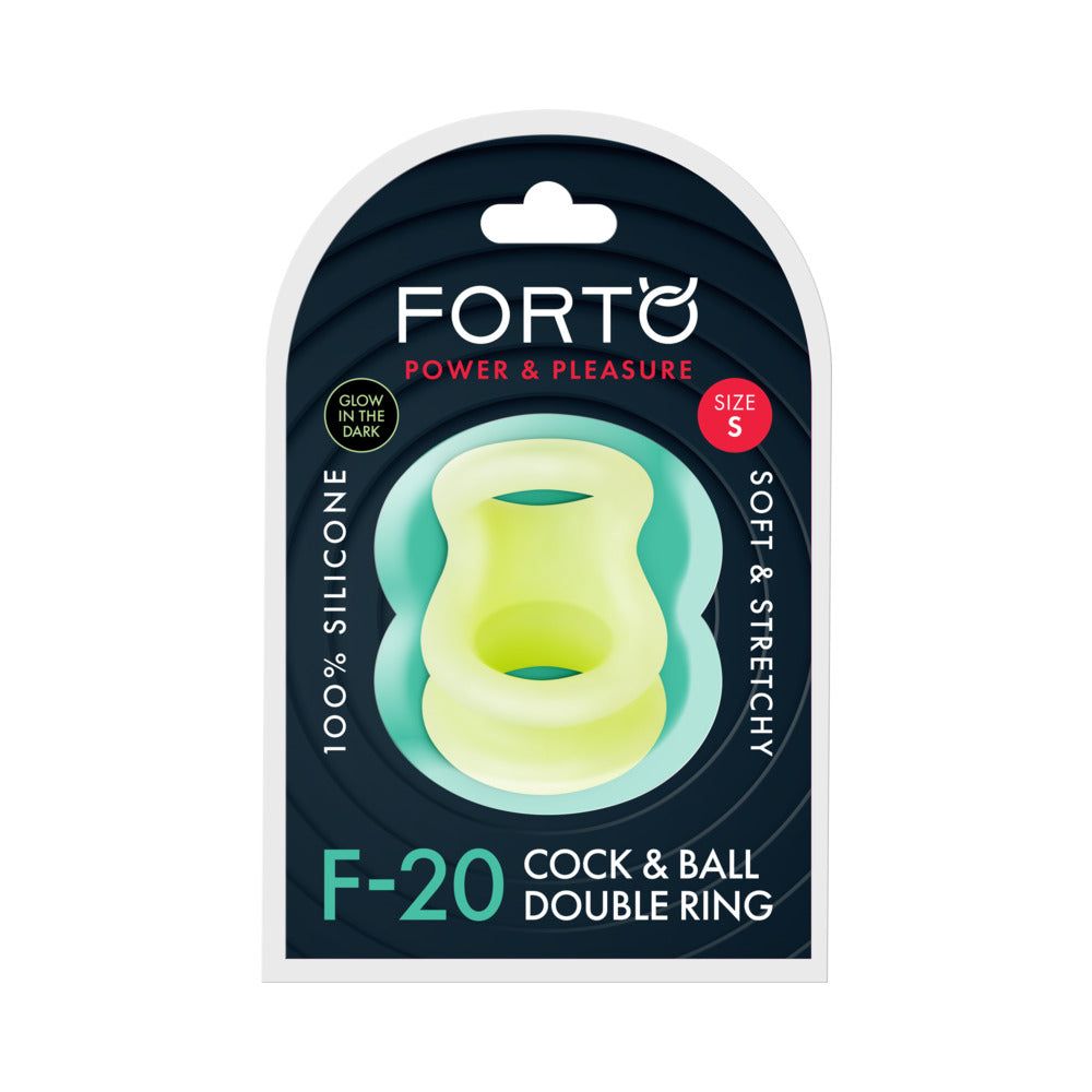 Forto F-20 Liquid Silicone Cockring & Ball Stretcher Small Glow