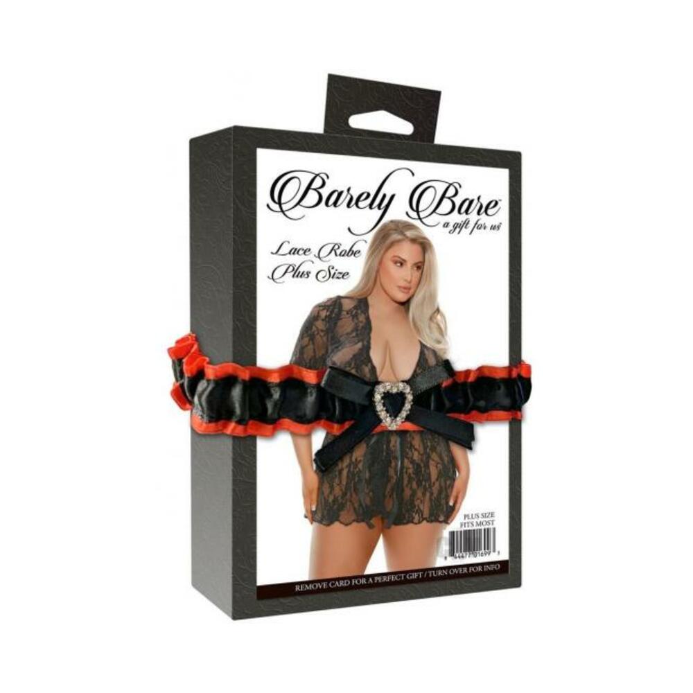 Barely Bare Lace Robe Plus Size Black Default Title Barely Bare Women - Sleepwear - Robes