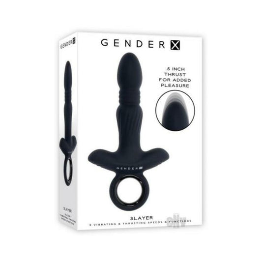 Gender X Slayer Rechargeable Ring Thruster Vibe Silicone Black Default Title Gender X Toys - Vibrators