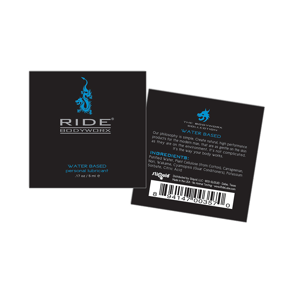 Ride BodyWorx Water Based Lubricant 0.17 oz. Pillow Packs (200 per bag)