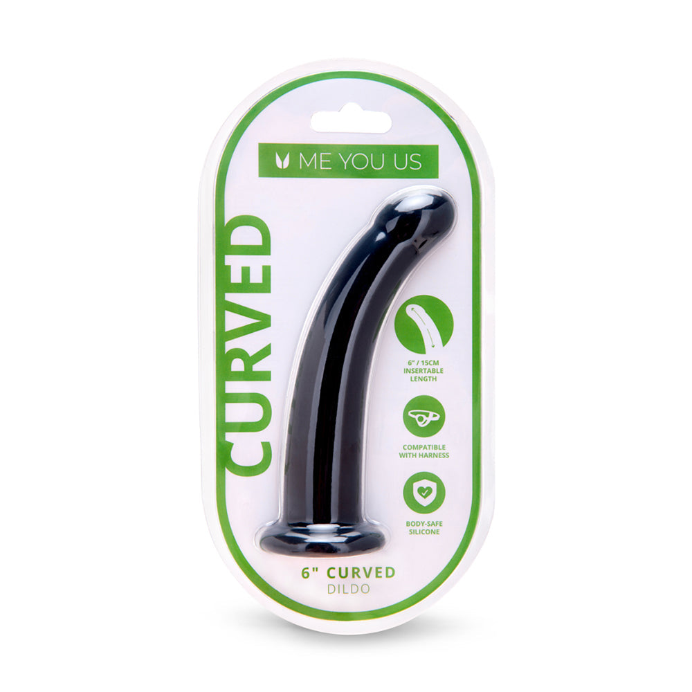 Me You Us 6 in. Curved Silicone Dildo Black