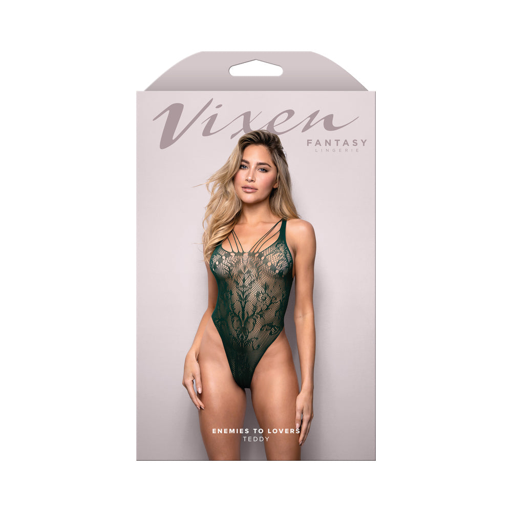 Fantasy Lingerie Vixen Enemies To Lovers Seamless Lace Teddy Green O/S