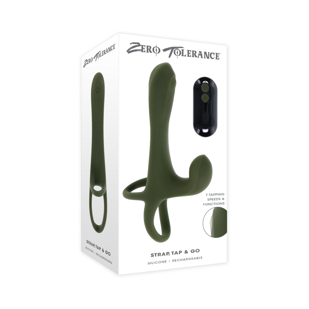 Zero Tolerance Strap Tap & Go Rechargeable Vibrating Girth Enhancer Silicone Green