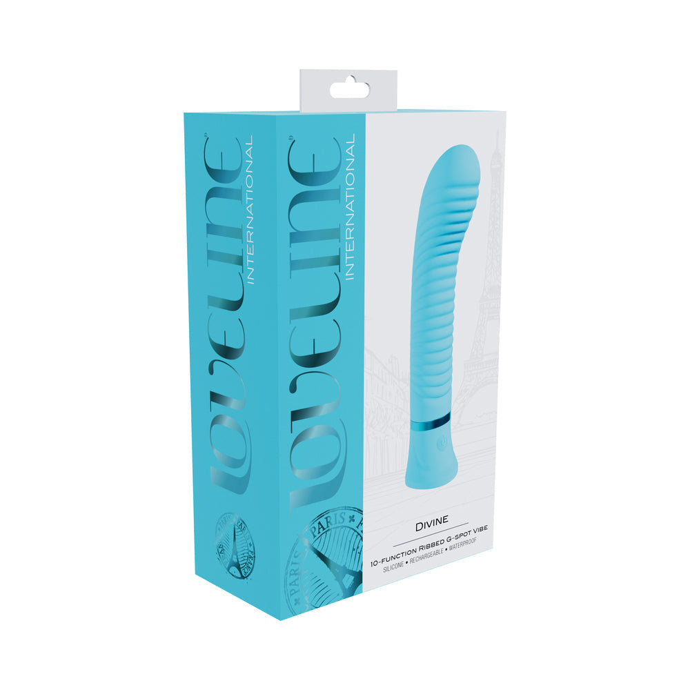 Loveline Divine Rechargeable Silicone Ribbed G-Spot Vibrator Blue