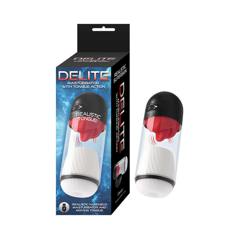 Delite Masturbator with Tongue Action White