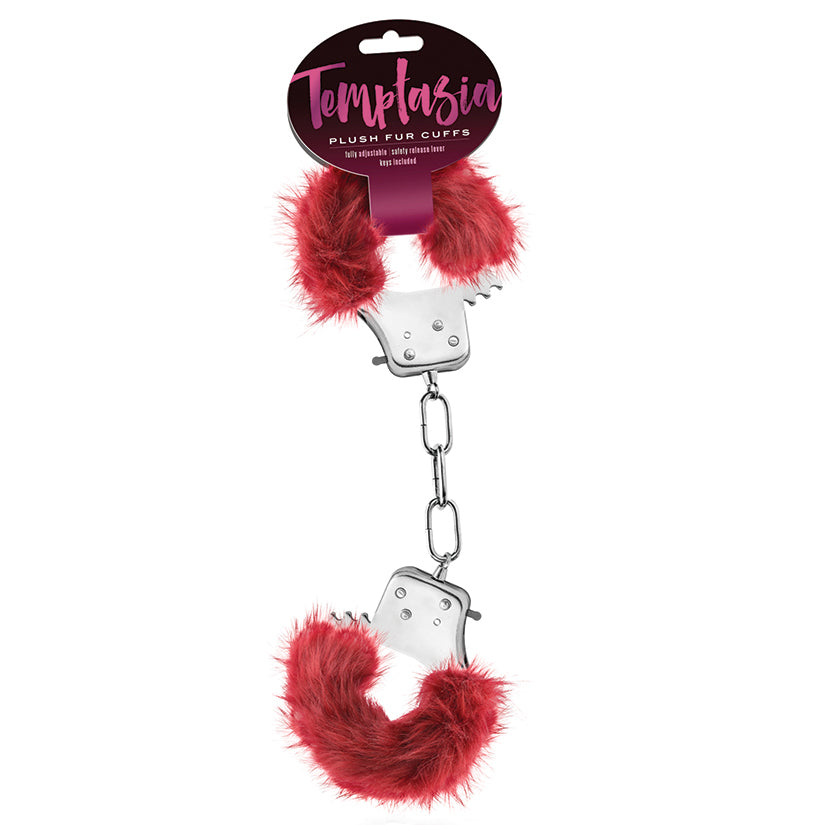 Temptasia Plush Fur Cuffs-Burgundy