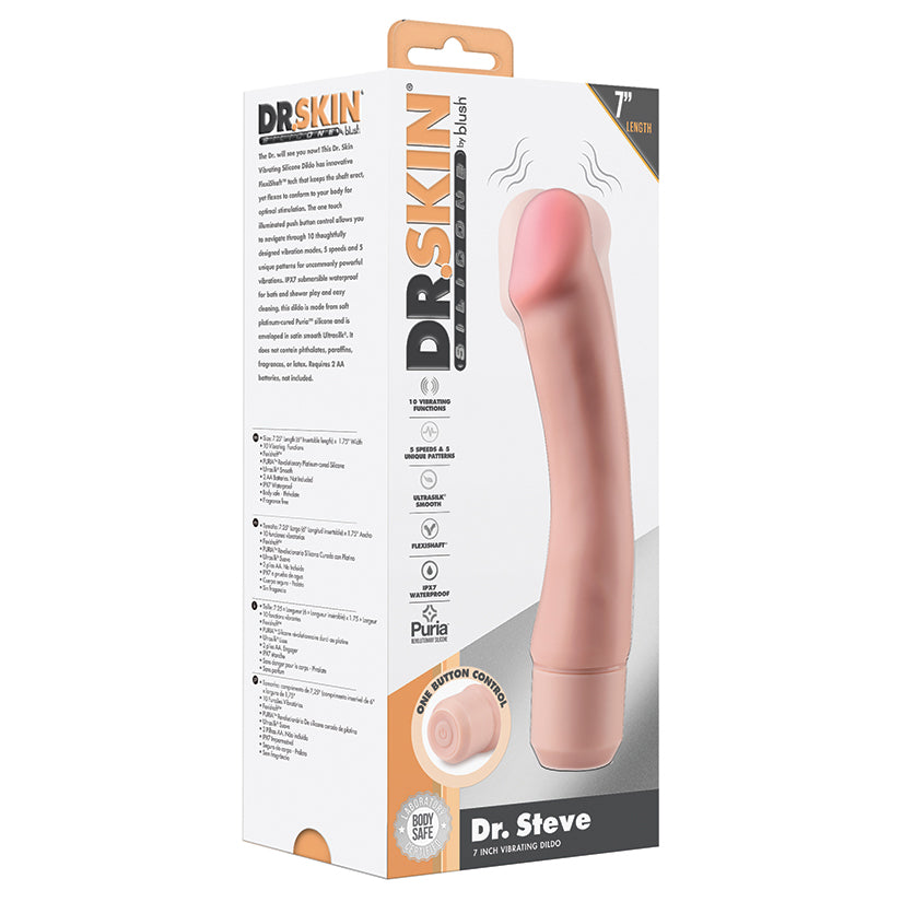 Dr. Skin Silicone Dr. Steve Vibrating Dildo-Vanilla 7"