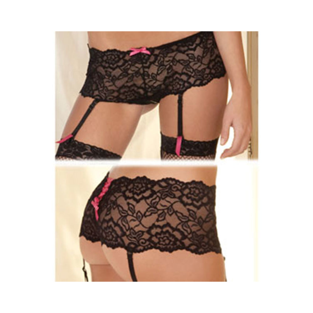Crotchless Lace Boyleg with Garters Black S/M Default Title Rene Rofe Women - Lingerie - Underwear