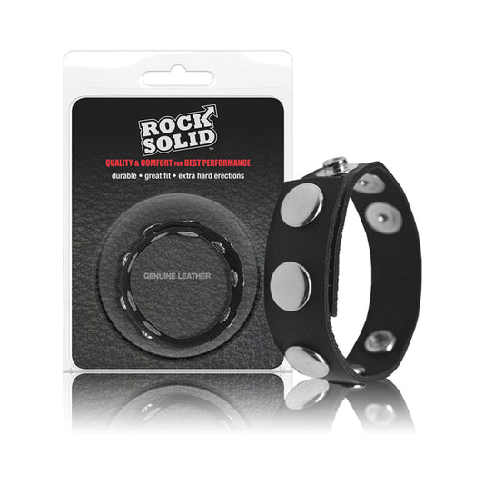 Rock Solid Adjustable Leather 5 Snap Cock Ring (black) Default Title Rock Solid Toys - Cockrings