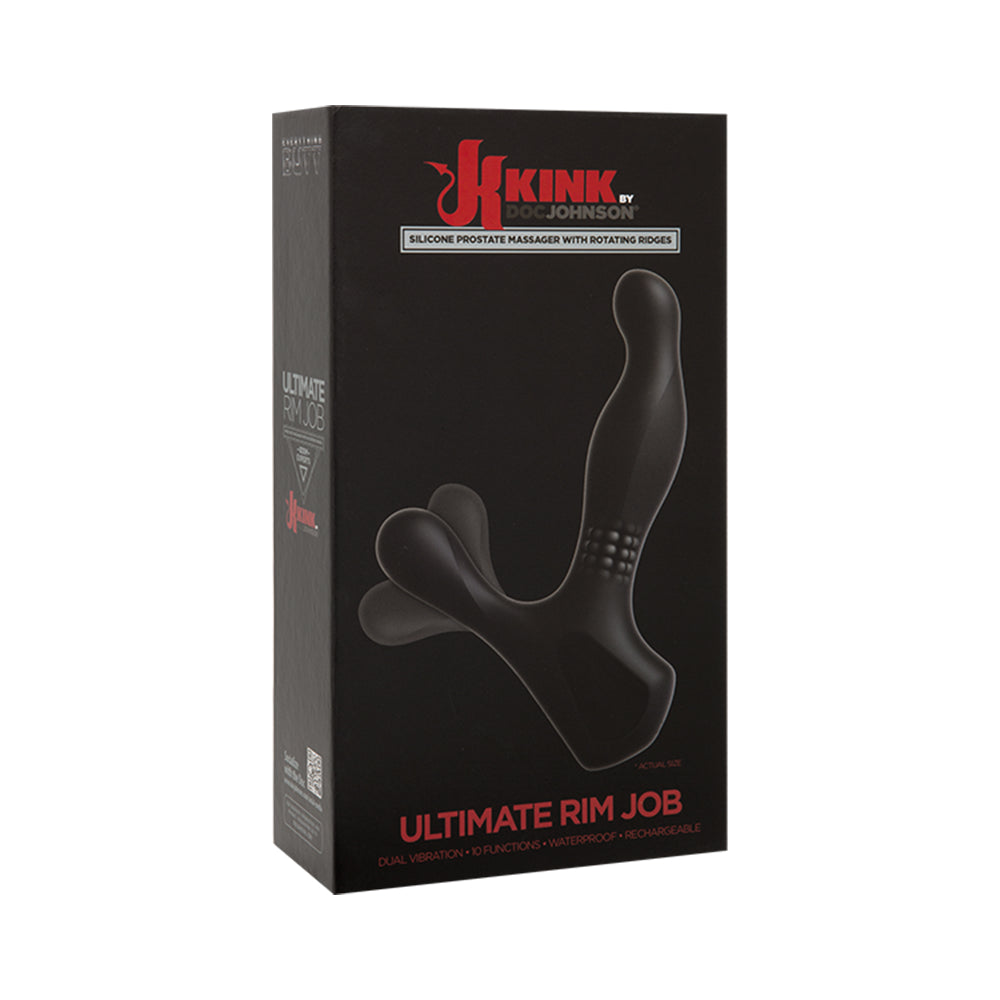 Kink - The Ultimate Rimmer Job Vibrating Silicone Prostate Massager With Rotating Ridges Black Default Title Doc Johnson Toys - Anal Toys
