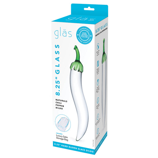 Glas Glass Naturals Chili Pepper Dildo-Clear 8" Default Title Electric Eel Toys - Glass Toys