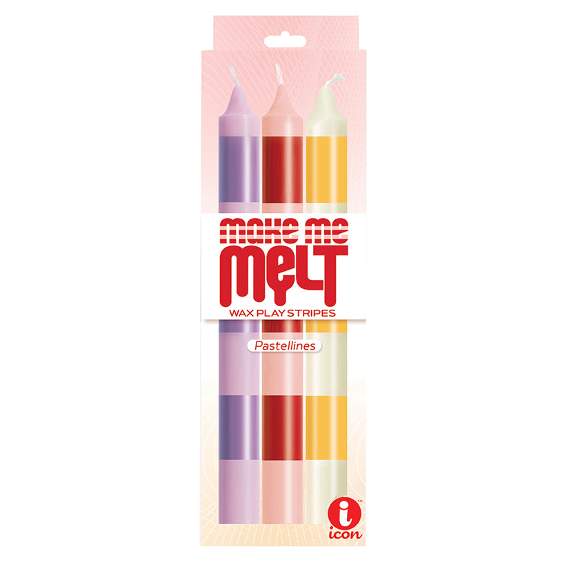 The 9's Make Me Melt Drip Candles Stripes-Pastellines 3pk