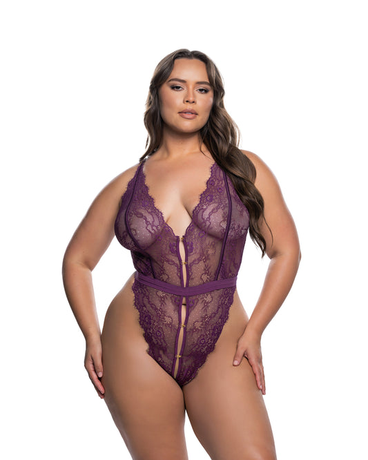 Lace Fetish Teddy Purple 1X 2X Roma Confidential Costume Women - Lingerie - Teddy