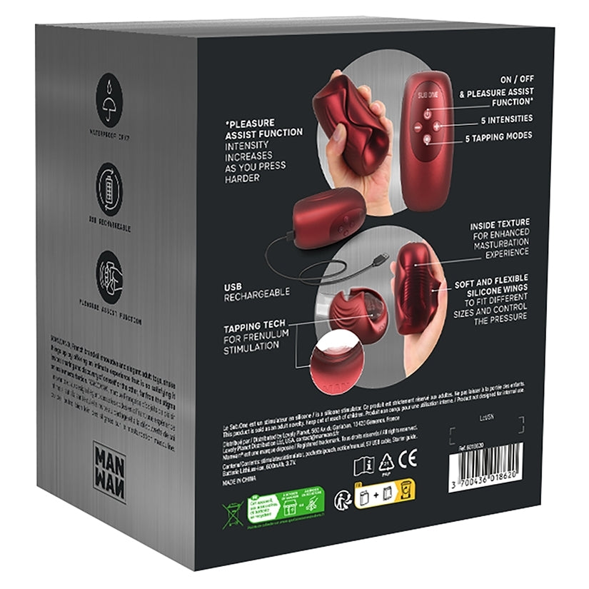 Man Wan Sub One Vibrating Tapping Masturbator-Velvet Red