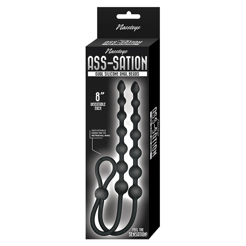 Ass-Sation Dual Silicone Anal Beads-Black