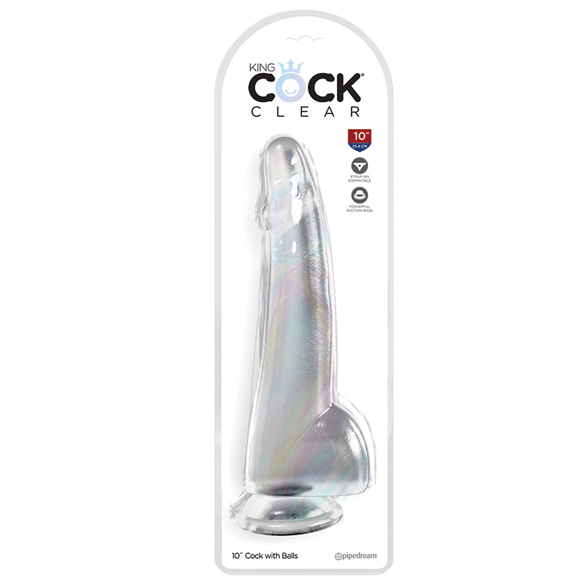 King Cock Clear with Balls-Clear 10"