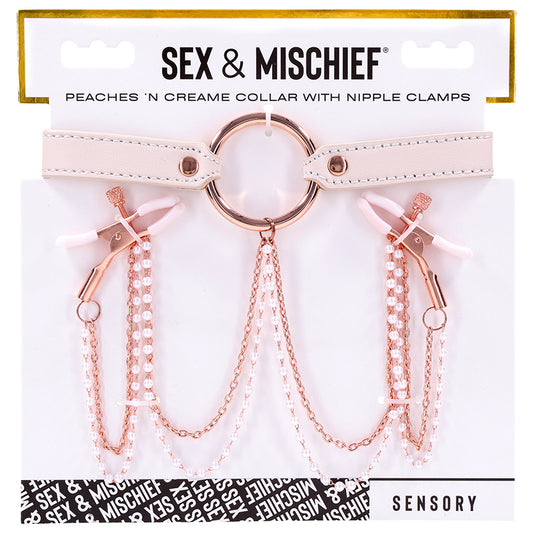 S&M Peaches ‘n CreaMe Collar with Nipple Clamps Default Title Sportsheets Toys - Fetish