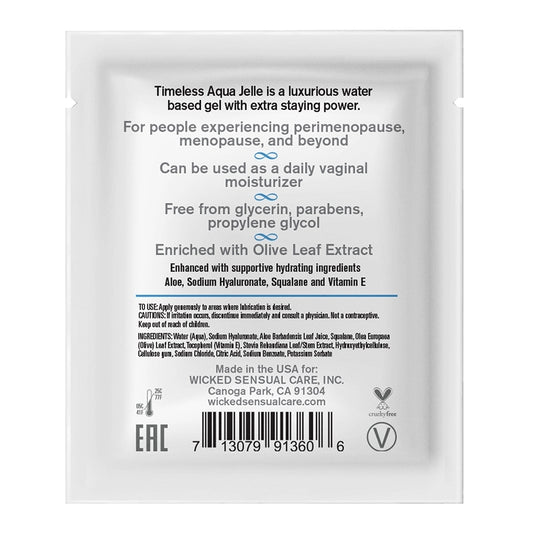 Wicked Sensual Simply Timeless Packet Aqua Jelle Wicked Sensual Care Sexual Wellness - Lubricants