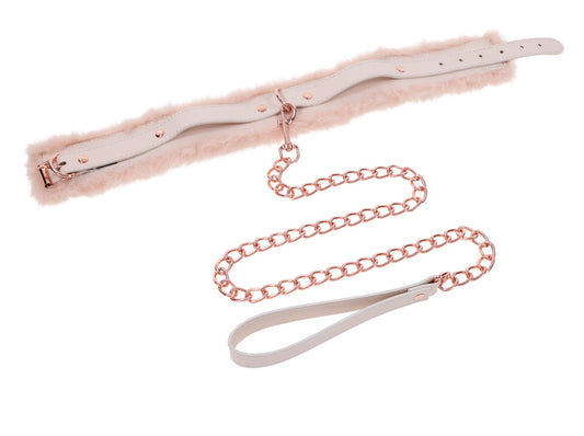 S&M Peaches ‘n CreaMe Fur Collar & Leash Sportsheets Toys - Fetish
