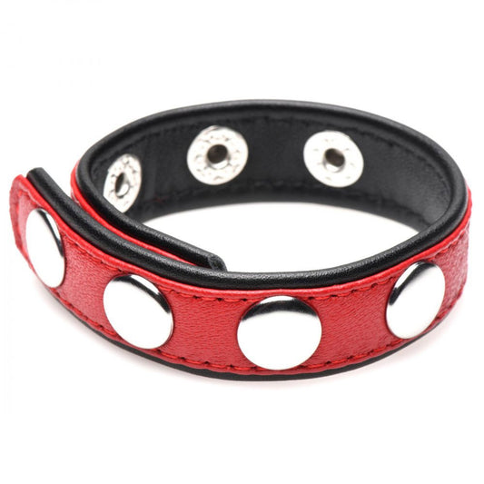 Cock Gear Leather Speed Snap Cock Ring - Red XR Brands Toys - Cockrings