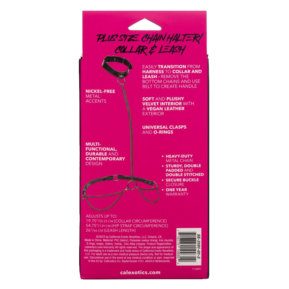 Euphoria Collection Plus Size Chain Halter/collar and Leash - Black CalExotics - California Exotic Novelties Toys - Fetish