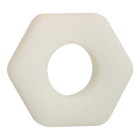 Alpha Glow-in-the-Dark Liquid Silicone Prolong Sexagon Ring - White CalExotics - California Exotic Novelties Toys - Cockrings