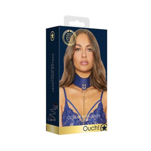 Ouch Collar With Leash Sailor Theme Blue Shots America Toys - Fetish