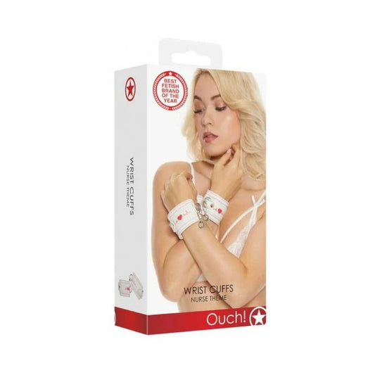 Ouch Wrist Cuffs Nurse Theme White Shots America Toys - Fetish