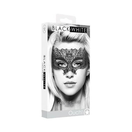 Ouch! Black & White Lace Eye Mask Princess Black Ouch Adult - Novelties