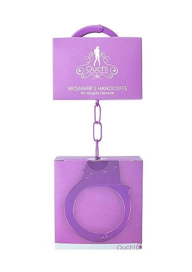 Ouch Beginners Handcuffs Metal Purple Shots America Toys - Fetish