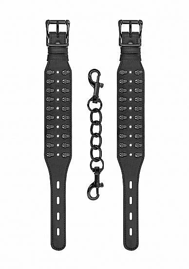 Ouch! Skulls & Bones Ankle Cuffs With Skulls Black Shots America Toys - Fetish