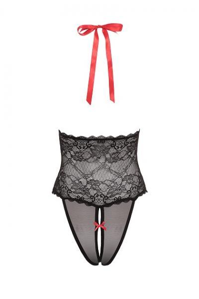 V Plunge Lace & Mesh Teddy Black OS Barely Bare Women - Lingerie - Teddy
