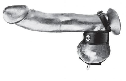 C & B Gear Cock Ring with Ball Stretcher 1 inch Black Blue Line Men Toys - Cockrings