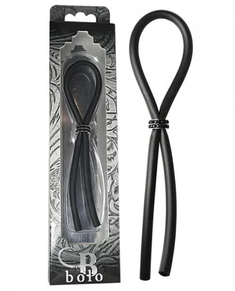 Bolo Silicone Lasso Ring Black Gems Bead Black Bolo Erection Enhancement Toys - Cockrings