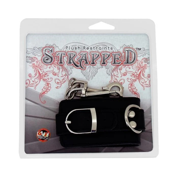 Strapped Black Leather Cuffs Golden Triangle Toys - Fetish