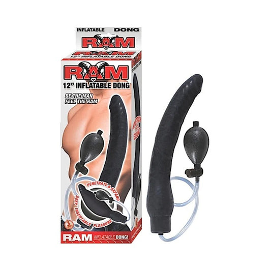 Ram Inflatable Latex Dong 12 Inch - Black Nasstoys Toys - Anal Toys