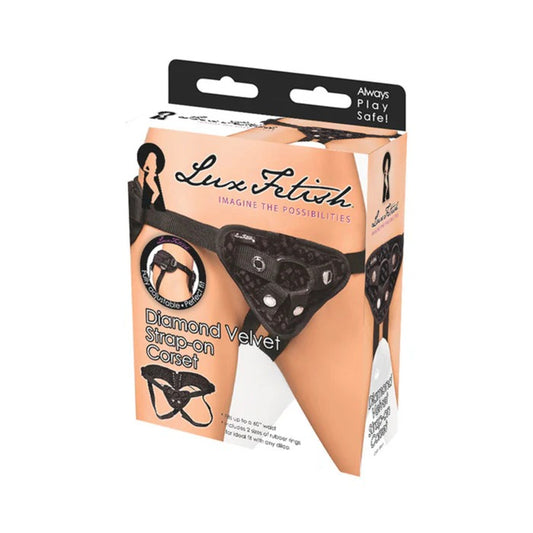 Lux Fetish Diamond Velvet Strap-On Corset Black Electric Eel Toys - Fetish
