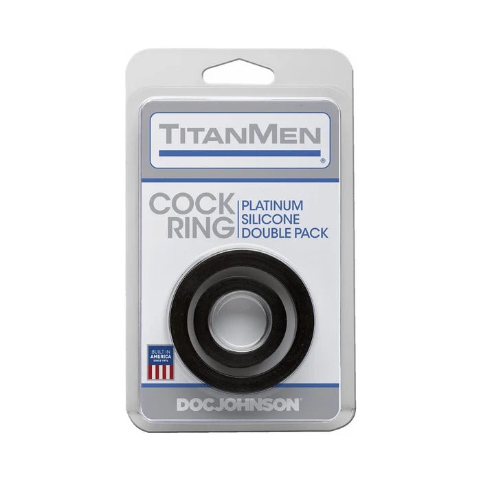 Titanmen Cock Ring Platinum Silicone Double Pack Doc Johnson Toys - Cockrings