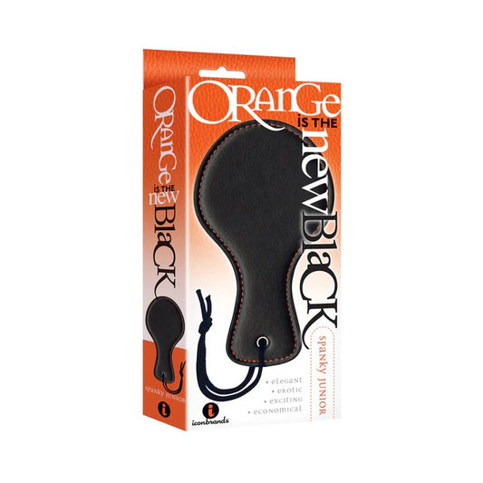 The 9's, Orange Is The New Black, Spanky Junior Paddle Faux Leather, Black With Furry Orange Lining Icon Brands Toys - Fetish