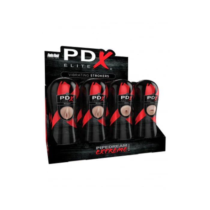 Pdx Elite Vibrating Pussy Mouth Ass Stroker Display Of 12 PDX Toys - Masturbators