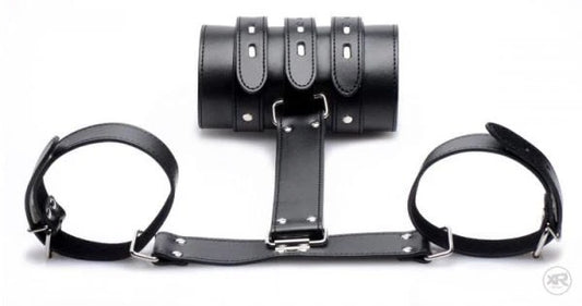 Arm Binder Biceps & Forearm Restraints Black Leather Strict Toys - Fetish