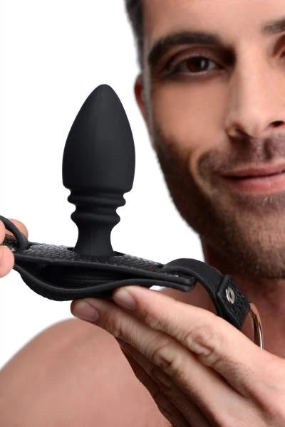 Male Cock Ring Harness With Silicone Anal Plug Strict Toys - Fetish