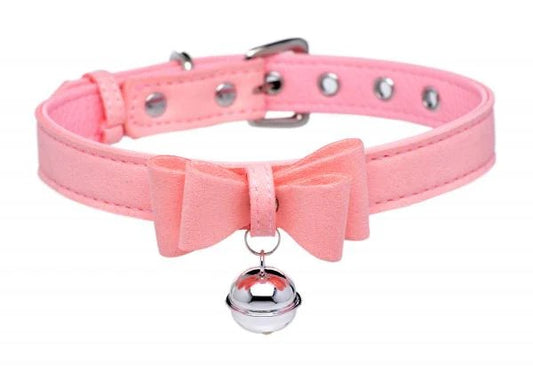 Golden Kitty Cat Bell Collar - Pink/silver Master Series Toys - Fetish