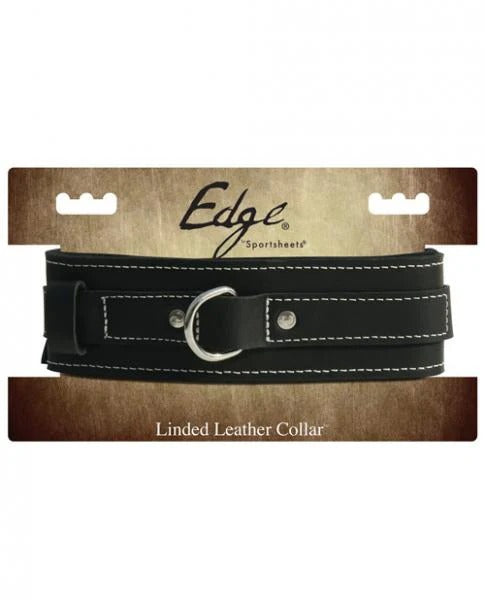 Edge Lined Leather Collar Black O/S Sportsheets Toys - Fetish