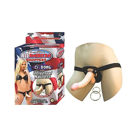 All American Whoppers 6.5in Dong With Universal Harness Nasstoys Toys - Fetish