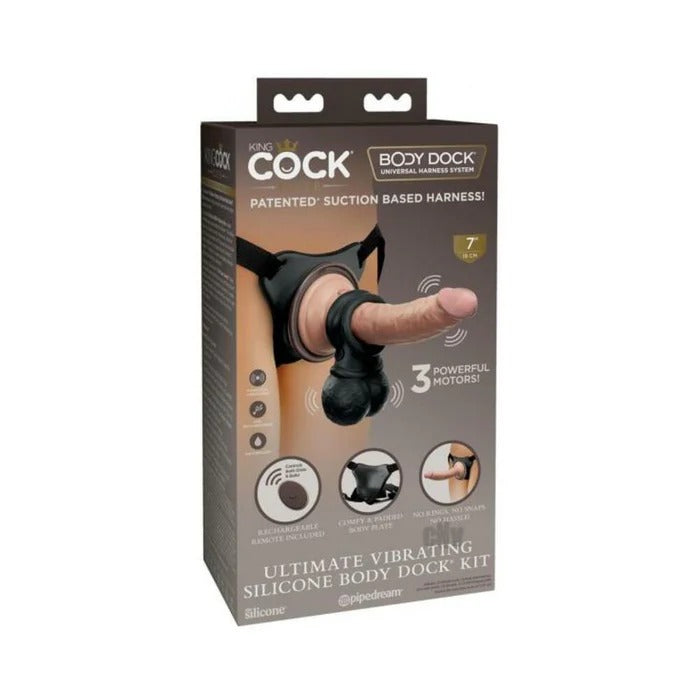King Cock Elite Ultimate Vibrating Silicone Body Dock Kit Pipedream Products Toys - Fetish