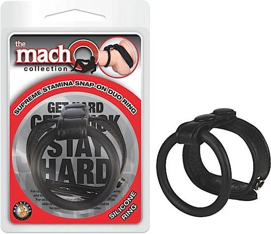 Macho Supreme Stamina Snap On Duo Ring Black Macho Collection Toys - Cockrings