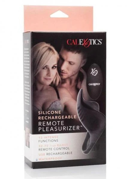 Silicone Rechargeable Remote Pleasurizer Ring Black CalExotics - California Exotic Novelties Toys - Cockrings